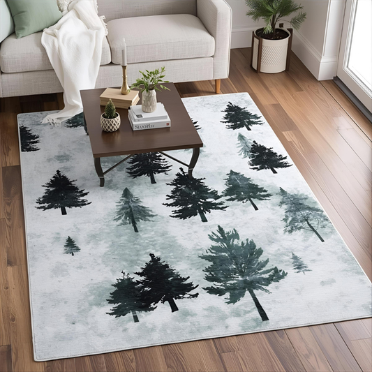 Winter Forest Silhouette Area Rug