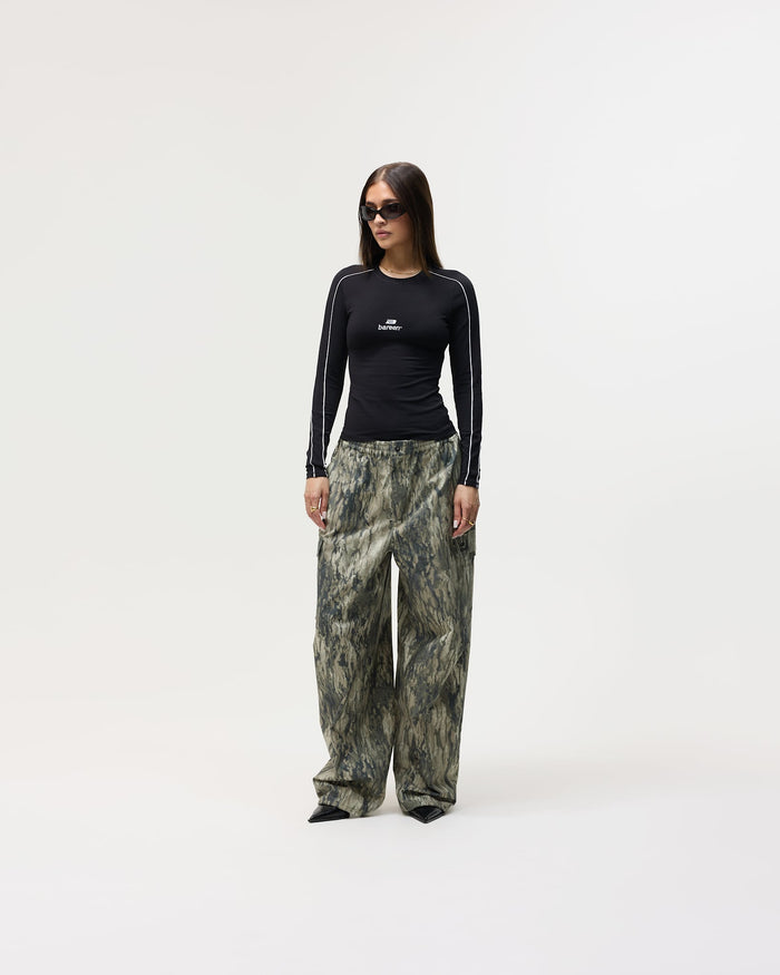 Women's Logo Stretch Long Sleeve - Black