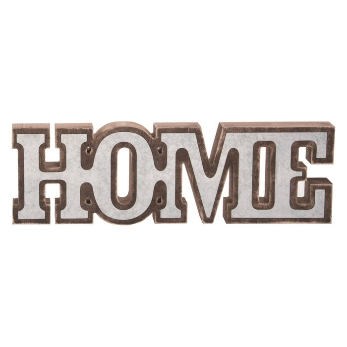Wood Brown Home Word Block Décor
