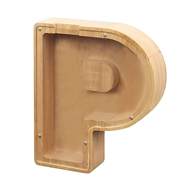 Wooden Letter Personalised Piggy Banks (O-Z) - With Decorative Letters