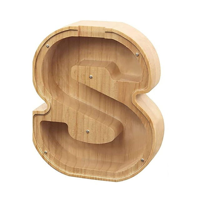 Wooden Letter Personalised Piggy Banks (O-Z) - With Decorative Letters
