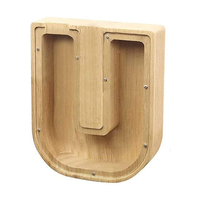 Wooden Letter Personalised Piggy Banks (O-Z) - With Decorative Letters