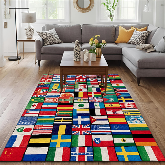 World Flags Collage Area Rug