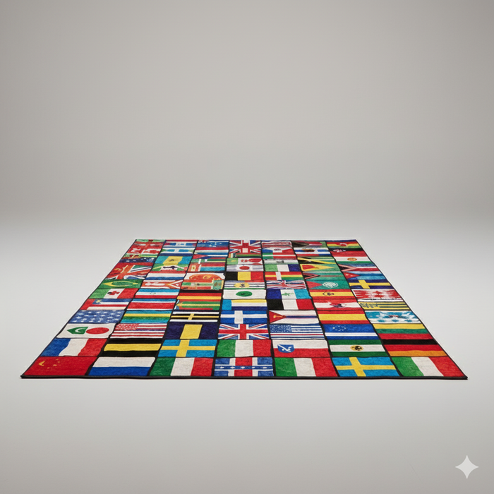 World Flags Collage Area Rug