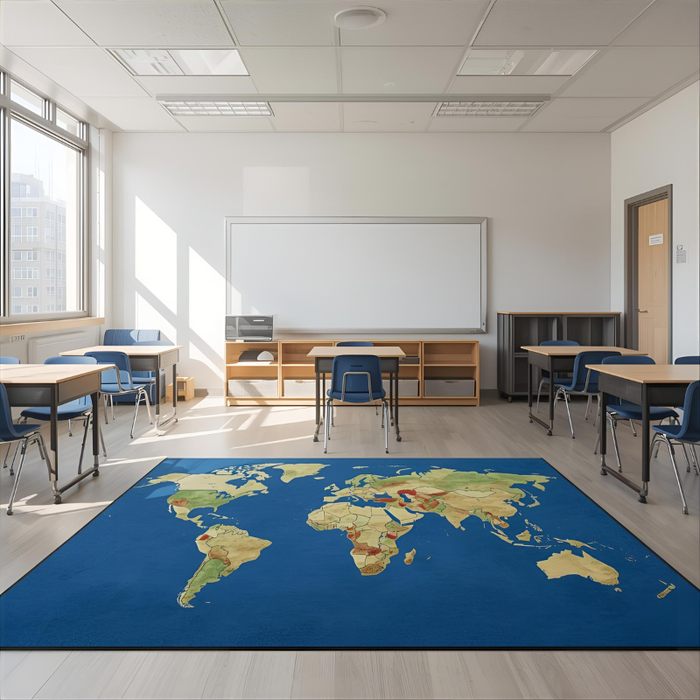 World Map Area Rug