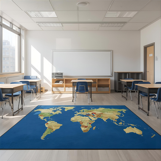 World Map Area Rug