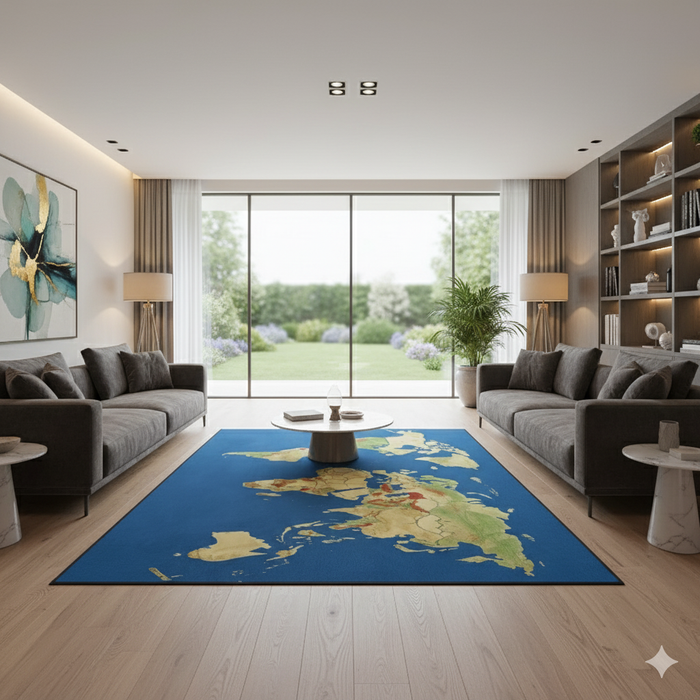 World Map Area Rug