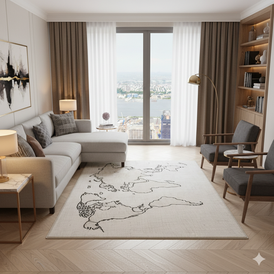 World Outline Area Rug