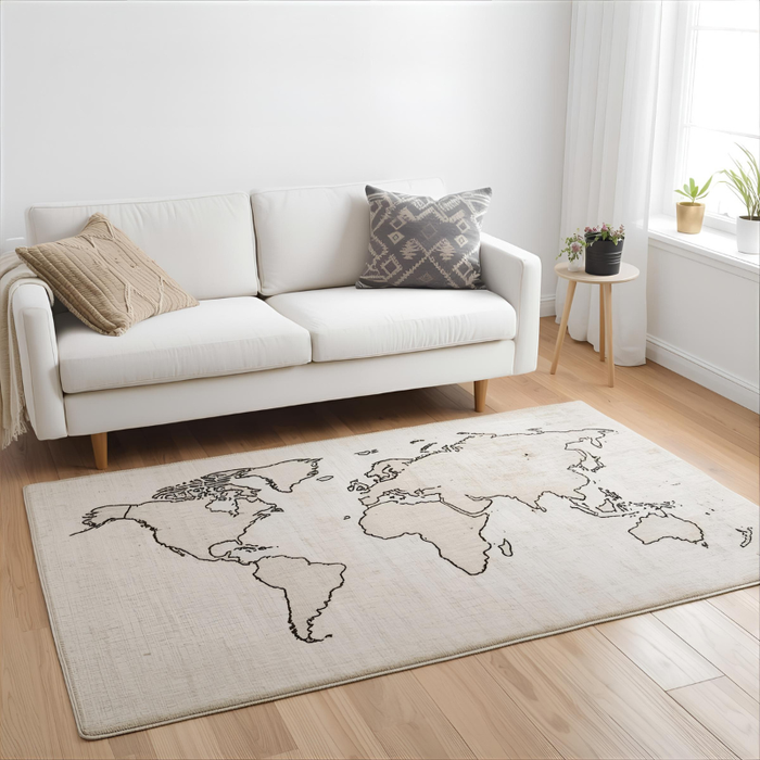 World Outline Area Rug