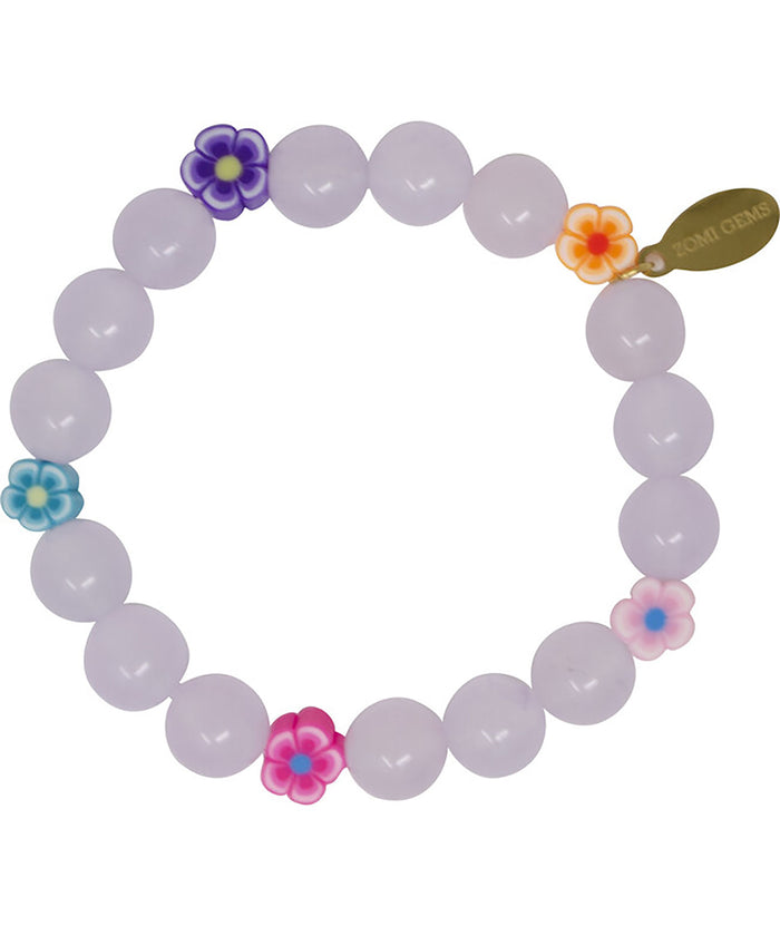 Zomi Flower Bead Stretch Bracelet Jewelry - Young Zomi Gems White