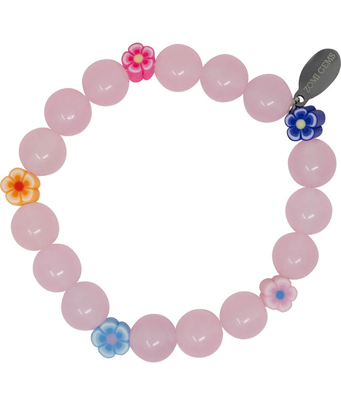 Zomi Flower Bead Stretch Bracelet Jewelry - Young Zomi Gems Pink